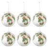 * Guirlande Et Boule De Sapin^Lot De 6 Boules De Noël "Houx" 8Cm Blanc Et Vert