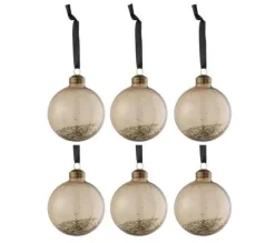 * Guirlande Et Boule De Sapin^Lot De 6 Boules De Noël "Interieur Paillettes" 8Cm Marron