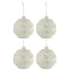 * Guirlande Et Boule De Sapin^Lot De 4 Boules De Noël "Lignes Paillettes" 10Cm Blanc