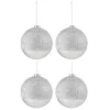 * Guirlande Et Boule De Sapin^Lot De 4 Boules De Noël "Lignes Verre" 12Cm Argent