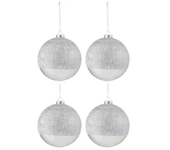 * Guirlande Et Boule De Sapin^Lot De 4 Boules De Noël "Lignes Verre" 12Cm Argent
