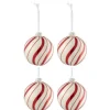 * Guirlande Et Boule De Sapin^Lot De 4 Boules De Noël "Lignes Tournantes" 10Cm Blanc