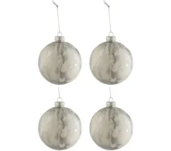 * Guirlande Et Boule De Sapin^Lot De 4 Boules De Noël "Marbre" 10Cm Blanc