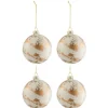 * Guirlande Et Boule De Sapin^Lot De 4 Boules De Noël "Marbre" 10Cm Blanc Et Or