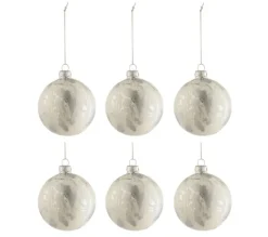 * Guirlande Et Boule De Sapin^Lot De 6 Boules De Noël "Marbre" 8Cm Blanc