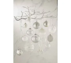 * Guirlande Et Boule De Sapin^Lot De 12 Boules De Noël "Mat Givre" 8Cm Gris Et Blanc
