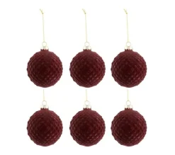 * Guirlande Et Boule De Sapin^Lot De 6 Boules De Noël "Motifs" 8Cm Bordeaux