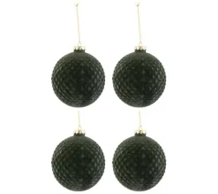 * Guirlande Et Boule De Sapin^Lot De 4 Boules De Noël "Motifs" 10Cm Vert Fonce