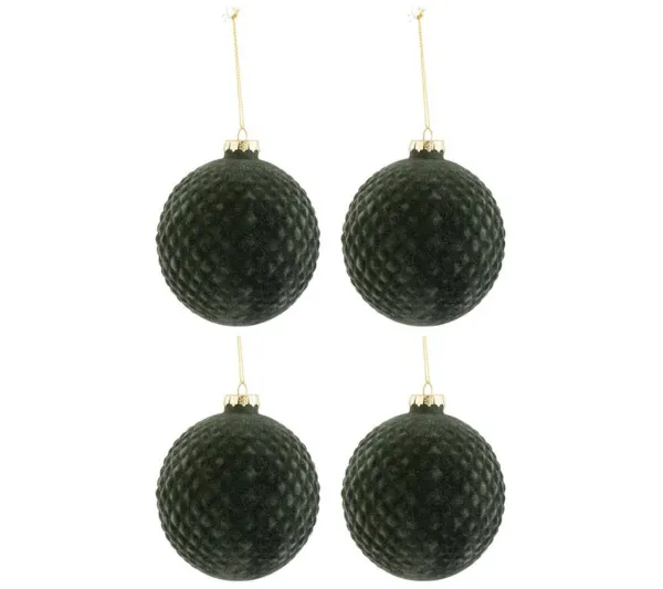 * Guirlande Et Boule De Sapin^Lot De 4 Boules De Noël "Motifs" 10Cm Vert Fonce