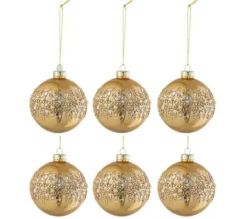 * Guirlande Et Boule De Sapin^Lot De 6 Boules De Noël "Paillettes Brillantes" 8Cm Or