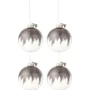 * Guirlande Et Boule De Sapin^Lot De 4 Boules De Noël "Paillettes" 12Cm Gris