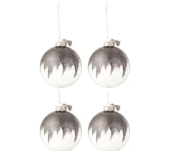 * Guirlande Et Boule De Sapin^Lot De 4 Boules De Noël "Paillettes" 12Cm Gris