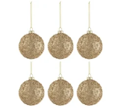 * Guirlande Et Boule De Sapin^Lot De 6 Boules De Noël "Paillettes" 8Cm Or