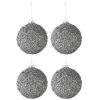 * Guirlande Et Boule De Sapin^Lot De 4 Boules De Noël "Paillettes" 10Cm Gris Fume
