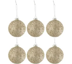 * Guirlande Et Boule De Sapin^Lot De 6 Boules De Noël "Paillettes" 8Cm Or