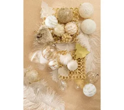 * Guirlande Et Boule De Sapin^Lot De 4 Boules De Noël "Paillettes" 12Cm Or