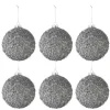 * Guirlande Et Boule De Sapin^Lot De 6 Boules De Noël "Paillettes" 8Cm Gris Fume