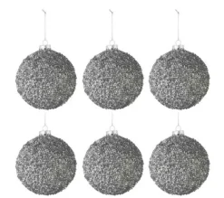 * Guirlande Et Boule De Sapin^Lot De 6 Boules De Noël "Paillettes" 8Cm Gris Fume