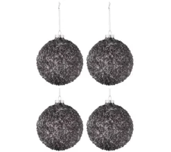 * Guirlande Et Boule De Sapin^Lot De 4 Boules De Noël "Paillettes" 10Cm Anthracite