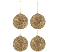 * Guirlande Et Boule De Sapin^Lot De 4 Boules De Noël "Paillettes" 10Cm Or