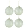 * Guirlande Et Boule De Sapin^Lot De 4 Boules De Noël "Perles Paillettes" 12Cm Vert Menthe