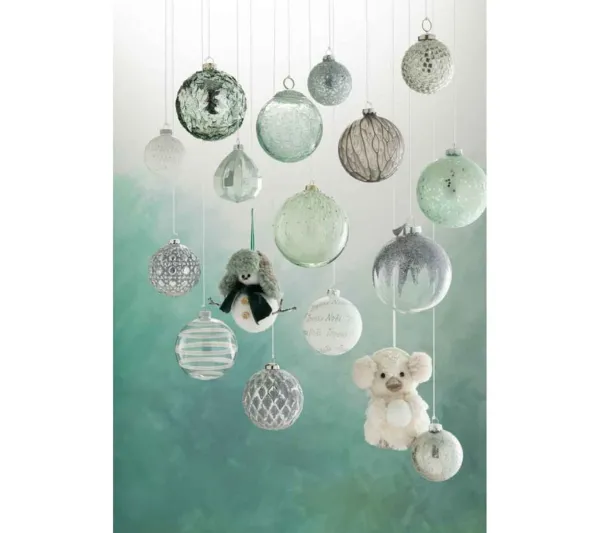 * Guirlande Et Boule De Sapin^Lot De 4 Boules De Noël "Perles Paillettes" 12Cm Vert Menthe