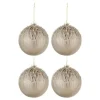 * Guirlande Et Boule De Sapin^Lot De 4 Boules De Noël "Perles Pailletees" 12Cm Gris