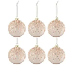 * Guirlande Et Boule De Sapin^Lot De 6 Boules De Noël "Perles" 8Cm Rose Clair