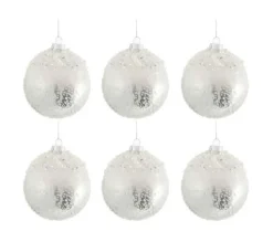 * Guirlande Et Boule De Sapin^Lot De 6 Boules De Noël "Perle" 29Cm Argent Et Blanc