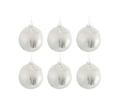 * Guirlande Et Boule De Sapin^Lot De 6 Boules De Noël "Perle" 29Cm Argent Et Blanc