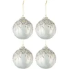 * Guirlande Et Boule De Sapin^Lot De 4 Boules De Noël "Perles" 10Cm Blanc