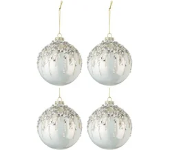 * Guirlande Et Boule De Sapin^Lot De 4 Boules De Noël "Perles" 10Cm Blanc