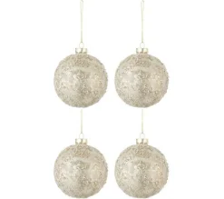 * Guirlande Et Boule De Sapin^Lot De 4 Boules De Noël "Perles" 10Cm Champagne