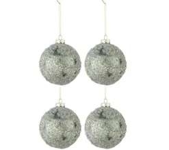 * Guirlande Et Boule De Sapin^Lot De 4 Boules De Noël "Pierres" 10Cm Gris Et Vert