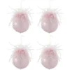 * Guirlande Et Boule De Sapin^Lot De 4 Boules De Noël "Plumes" 10Cm Rose