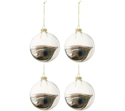 * Guirlande Et Boule De Sapin^Lot De 4 Boules De Noël "Plumes" 10Cm Transparent