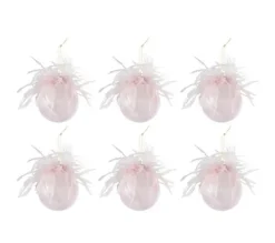 * Guirlande Et Boule De Sapin^Lot De 6 Boules De Noël "Plumes Déco" 8Cm Rose