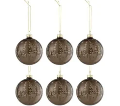 * Guirlande Et Boule De Sapin^Lot De 6 Boules De Noël "Sapin" 8Cm Marron