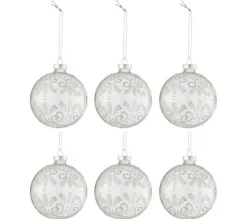* Guirlande Et Boule De Sapin^Lot De 6 Boules De Noël "Sequins" 8Cm Argent