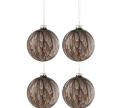* Guirlande Et Boule De Sapin^Lot De 4 Boules De Noël "T Che Brillante" 10Cm Gris