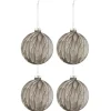 * Guirlande Et Boule De Sapin^Lot De 4 Boules De Noël "T Che Mat" 10Cm Gris