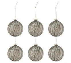 * Guirlande Et Boule De Sapin^Lot De 6 Boules De Noël "T Che Mat" 8Cm Gris