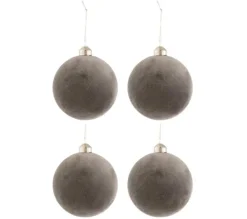 * Guirlande Et Boule De Sapin^Lot De 4 Boules De Noël "Velours" 10Cm Gris