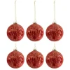 * Guirlande Et Boule De Sapin^Lot De 6 Boules De Noël "Velours Antique" 8Cm Bordeaux
