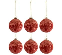 * Guirlande Et Boule De Sapin^Lot De 6 Boules De Noël "Velours Antique" 8Cm Bordeaux
