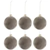 * Guirlande Et Boule De Sapin^Lot De 6 Boules De Noël "Velours" 8Cm Gris
