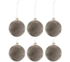 * Guirlande Et Boule De Sapin^Lot De 6 Boules De Noël "Velours" 8Cm Gris