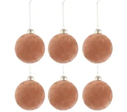 * Guirlande Et Boule De Sapin^Lot De 6 Boules De Noël "Velours" 8Cm Vieux Rose