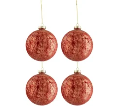 * Guirlande Et Boule De Sapin^Lot De 4 Boules De Noël "Velours Antique" 12Cm Bordeaux