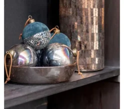 * Guirlande Et Boule De Sapin^Lot De 6 Boules De Noël "Velours Paillettes" 8Cm Bleu